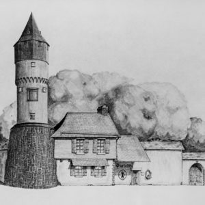 Pencil drawing of Friedberger Warte