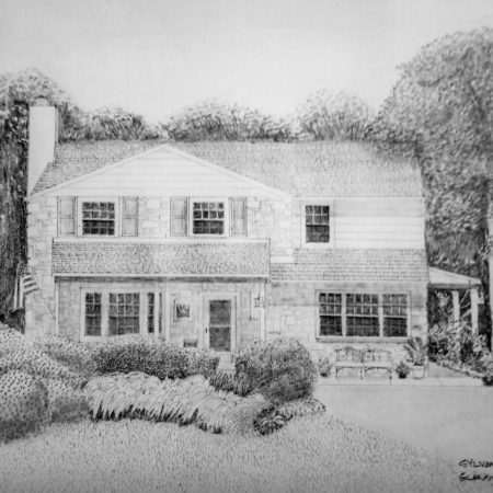 Pencil drawing of a house on Sylvania Avenue