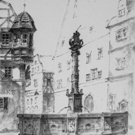Pencil Drawing of St. George's Fountain