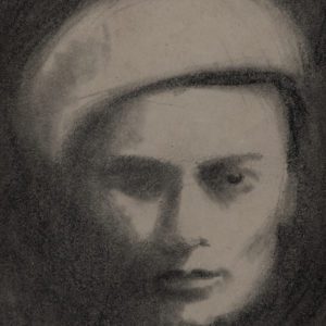 Pencil drawing of a women in a hat
