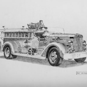 Pencil drawing of a Conchy Fire Truck